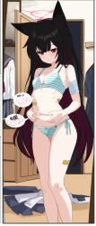  animal_ear_fluff animal_ears bandaid belly black_hair blue_archive bra collarbone commentary english_commentary female fox_ears fox_girl gradient_hair halo hand_on_own_stomach indoors long_hair melissa_v2 multicolored_hair navel neckerchief pinching_own_belly pleated_skirt red_eyes red_hair red_halo sailor_collar school_uniform serafuku skirt solo speech_bubble stomach striped_clothes two-tone_hair underwear unfinished very_long_hair weight_conscious yukino_(blue_archive) 
