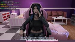  1girls 3d 3d_(artwork) bavakinin bed bedroom chat choker dc dc_comics english_text female_focus female_only forehead_jewel fortnite from_behind fully_clothed glowing_eyes goth goth_girl livestream looking_at_viewer necklace rachel_roth raven_(dc) raven_(fortnite)_(dc) solo streaming tagme talking_to_viewer teen_titans text titans 