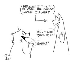  ambiguous_gender anthro canid canine canis chat_box dialogue duo english_text female gesture looking_at_another mammal monochrome open_mouth text twist_(twistcmyk) twistcmyk waving wolf 