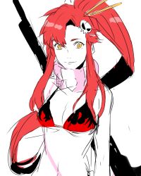  bad_id bad_pixiv_id bikini bikini_top_only female gun hair_ornament jenny_(praesepe) long_hair lowres navel ponytail red_hair rifle scarf solo swimsuit tengen_toppa_gurren_lagann weapon yellow_eyes yoko_littner 