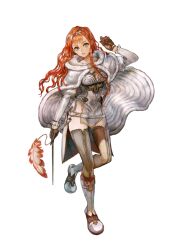  alternate_color alternate_costume artist_request belt boots cape curly_hair cynthia_(ragnarok) female full_body fur gloves high_wizard_(ragnarok_online) lipstick long_hair makeup official_art ragnarok:_hikari_to_yami_no_koujo ragnarok_online red_hair ribbon smile solo staff transparent_background 