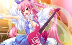  chu_chu_idol chu_x_chu!_on_the_move chu_x_chu_idol female female game_cg girl guitar highres indoors instrument long_hair multicolored_hair open_mouth pink_hair solo twintails 