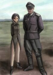  artist_request boots gerhard_barkhorn gertrud_barkhorn hat military military_uniform nazi pilot pose posing strike_witches traditional_art traditional_media twintails uniform world_war_ii wwii 