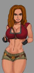  1girls belt big_breasts bimbo booty_shorts breast_grab breasts brown_eyes brown_hair cargo_shorts choker clothed crop_top drawingthings12 edit female female_only fingerless_gloves fit fit_female gloves hips huge_breasts jumanji karen_gillan large_breasts looking_at_viewer pouch red_hair ruby_roundhouse short_shorts shorts smile solo solo_female strap sunsetriders7 thick thick_thighs thighs utility_belt wide_hips 