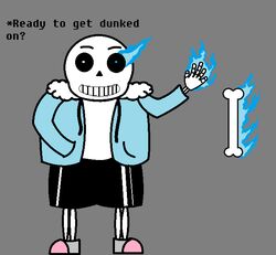  ambiguous_gender animated_skeleton bone bottomwear clothing fire humor loki_(disambiguation) not_furry pun sans_(undertale) shirt shorts skeleton smile solo sweatshirt text topwear undead undertale undertale_(series) 