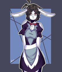  2017 anthro bypolter clothed clothing female hi_res lagomorph leporid long_ears looking_at_viewer mammal rabbit simple_background solo standing 