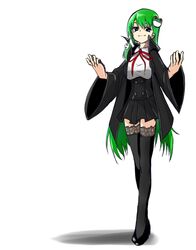  alternate_costume bad_id bad_pixiv_id bb_(fate) bb_(fate/extra) bb_(fate/extra)_(cosplay) black_thighhighs blouse breasts cloak corset cosplay fate/extra fate/extra_ccc fate_(series) female frog_hair_ornament full_body green_hair hair_ornament kochiya_sanae large_breasts long_hair looking_at_viewer neck_ribbon outstretched_arms ribbon shadow shinmon_akika shirt simple_background skirt smile snake_hair_ornament solo standing thighhighs touhou very_long_hair white_background zettai_ryouiki 