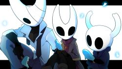  16:9 2026 2_horns absurd_res ambiguous_gender arachnid arthropod bandage biped black_body black_eyes brother_(lore) brother_and_sister_(lore) clothed clothing empty_eyes female_(lore) food group half_brother_(lore) half_sister_(lore) hi_res hollow_knight_(character) hollow_knight_(franchise) horn hornet_(hollow_knight) negasimon one_eye_obstructed popsicle sibling_(lore) sister_(lore) spider team_cherry the_knight_(hollow_knight) trio vessel_(species) widescreen 