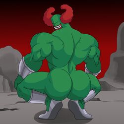  1boy artist_request ass bara broly_culo buff cel_shading clown funny hairy_greasy_asshole joke looking_back madness_combat male male_only meme muscular muscular_male rear_view shinguards shoes solo squatting squatting_position tricky_the_clown vambraces zombie 