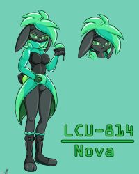  anthro black_and_teal breasts clothing eyewear fan_character fangs female generation_8_pokemon glasses goo_creature hi_res lagomorph latex latex_body latex_clothing latex_skin leporid living_clone_unit living_latex mammal mewtwo_clone_machine mewtwo_strikes_back nintendo nova_spark novaspark pod pokeball pokemon pokemon_(species) pokemon_the_first_movie rabbit raboot slime solo teeth 