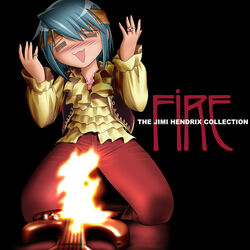  :3 =_= album_cover album_cover_redraw black_background blue_hair blush commentary_request cover derivative_work electric_guitar english_text female fire fire:_the_jimi_hendrix_collection guitar headband instrument jewelry jimi_hendrix kneeling mahou_shoujo_madoka_magica mahou_shoujo_madoka_magica_(anime) miki_sayaka open_mouth parody ring rock_(music) shingyouji_tatsuya short_hair solo 