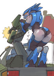  alien animification armor ass black_leotard car colored_sclera commentary_request female firing flag gun halo_(series) halo_3 highres leotard looking_back military military_truck military_vehicle motor_vehicle no_humans orange_eyes orange_sclera pickup_truck sangheili sat-v12 science_fiction skindentation solo sports_utility_vehicle thighhighs truck turret warthog_(halo) weapon 