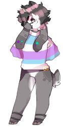  akira_kimura anthro antlers clothed clothing digital_media_(artwork) ear_piercing fur hair hooves horn jackalope lagomorph looking_at_viewer male mammal piercing raccoonthrash simple_background solo sweater tail topwear trans_(lore) trans_man_(lore) 