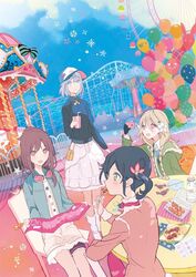  amusement_park black_hair blonde_hair blue_eyes blue_hair brown_hair ferris_wheel hat hibiki_ai jacket kosaka_yukina misono_chiaya moritomo_nozomi multiple_girls official_art roller_coaster tanu the_rolling_girls 