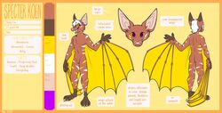  2018 anthro ass bat brown_body brown_fur digital_media_(artwork) english_text fur hair looking_at_viewer looking_back male mammal megabat model_sheet nowandlater nude purple_eyes smile solo specter_koen speech_bubble standing stripe-faced_fruit_bat text toony white_body white_fur white_hair wings yellow_body yellow_fur 