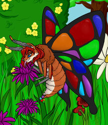  alynna antennae_(anatomy) arthropod arthropod_abdomen canid canine egg fairy female feral flower fox insect_wings insects lepidopteran lepidopteran_wings mammal moff moth oviposition plant rainbow solo sparklefur unknown_artist wings 