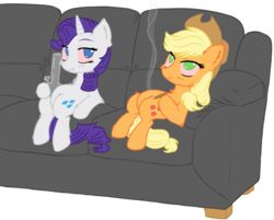  applejack_(mlp) bong clothing drugs duo earth_pony equid equine female feral friendship_is_magic furniture hasbro hat headgear headwear hi_res horn horse mammal marijuana my_little_pony mythological_creature mythological_equine mythology pony rarity_(mlp) sleepymomo sofa unicorn 