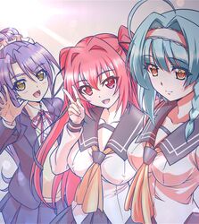  naruse_mio nonaka_kurumi nonaka_yuki seifuku shinmai_maou_no_testament watanabe_yoshihiro 