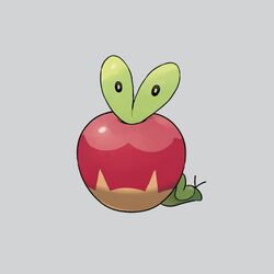  1:1 2019 ambiguous_gender annelid apple applin armless better_version_at_source digital_drawing_(artwork) digital_media_(artwork) elemental_creature eyestalks feral flora_fauna food food_creature front_view fruit full-length_portrait generation_8_pokemon glistening glistening_body green_body green_tail grey_background in_food ken_sugimori legless light lighting living_fruit looking_at_viewer low_res nintendo official_art plant pokemon pokemon_(species) portrait red_body shadow simple_background solo tail yellow_body 