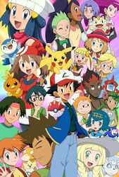  alolan_vulpix citron_(pokemon) dawn_(pokemon) dent_(pokemon) eureka_(pokemon) haruka_(pokemon) iris_(pokemon) kaki_(pokemon) kasumi_(pokemon) kenji_(pokemon) kojirou_(pokemon) lillie_(pokemon) mamane_(pokemon) mao_(pokemon) masato_(pokemon) meowth musashi_(pokemon) pikachu pokemon pokemon_(anime) popplio psyduck satoshi_(pokemon) serena_(pokemon) suiren_(pokemon) takeshi_(pokemon) team_rocket togepi 