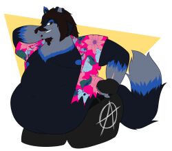  2021 5_fingers anarchy_symbol anthro arm_scar belly belt big_belly black_belt black_eyebrows black_nose blue_body blue_fur blue_nipples bottomwear brown_eyes brown_facial_hair brown_goatee brown_hair brown_mustache canid canine canis cheek_tuft clothing digital_drawing_(artwork) digital_media_(artwork) dipstick_tail dress_shirt eyebrows facial_hair facial_tuft fangs fingerless_gloves fingers flat_colors fluffy fluffy_tail fur gloves goatee grey_body grey_bottomwear grey_clothing grey_fur grey_gloves grey_handwear grey_inner_ear grey_pants grey_tail_tip hair hand_behind_head hand_on_hip handwear hi_res james_&quot;ashley&quot;_potter_jr. long_tail male mammal markings medium_hair moobs moustache multicolored_body multicolored_fur multicolored_tail nipples notched_ear obese obese_anthro obese_male open_dress_shirt overweight overweight_anthro overweight_male pants pattern_clothing pattern_shirt pattern_topwear pink_dress_shirt portrait pose scar shirt simple_background smile smirk solo tail tail_markings teeth theannoyingnpc thick_thighs three-quarter_portrait topwear triangle_(shape) tuft wolf 