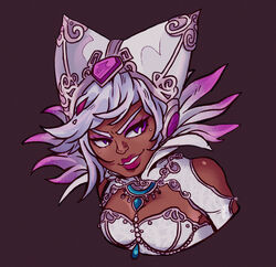  alternate_breast_size breasts bust cia_(the_legend_of_zelda) cleavage dark-skinned_female dark_skin hyrule_warriors lipstick makeup purple_eyes the_legend_of_zelda tj3star white_hair 