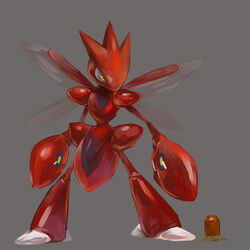  bad_id bad_pixiv_id commentary_request diglett grey_background legs_apart mikami no_humans pokemon pokemon_(creature) scizor shiny simple_background standing yellow_eyes 