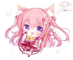  :3 :d animal_ear_fluff animal_ears bell blush bow chibi commentary_request female flower full_body fuxiyu gohei hair_between_eyes hair_flower hair_ornament holding japanese_clothes jingle_bell kimono kneehighs long_hair long_sleeves miko oerba_yun_fang open_mouth original pink_hair pleated_skirt purple_eyes red_bow red_flower red_footwear red_skirt ribbon-trimmed_legwear ribbon-trimmed_sleeves ribbon_trim sandals signature simple_background skirt sleeves_past_fingers sleeves_past_wrists smile socks solo two_side_up very_long_hair white_background white_flower white_kimono white_socks wide_sleeves zouri 