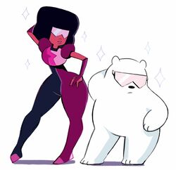  afro alien alien_humanoid animated anthro armor bear black_hair black_nose cartoon_network clothed clothing crossover duo eyewear featureless_crotch female fully_clothed fur garnet_(gem_species) garnet_(steven_universe) gem_(species) gem_fusion gloves hair handwear humanoid ice_bear_(we_bare_bears) larger_female larger_humanoid male mammal nude on_model polar_bear pose red_body shadow short_playtime simple_background size_difference smaller_anthro smaller_male source_request sparkles steven_universe sunglasses unknown_artist ursine we_bare_bears white_background white_body white_fur 