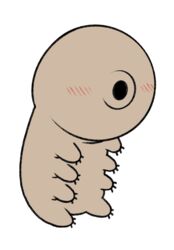  ambiguous_gender blush blush_lines chibi claws colored dreamscreep earless eyeless feral hi_res octoped simple_background sitting solo tan_body tardigrade toe_claws toony white_background 