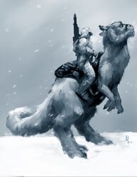  absurd_res alex_lopez ambiguous_gender digital_media_(artwork) duo fur grey_body grey_fur grey_sky hi_res horn human looking_up mammal procreate_(artwork) sky snow star_wars tail tauntaun the_empire_strikes_back 