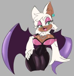  anthro armwear bat big_breasts breasts cleavage clothed clothing ear_piercing ear_ring elbow_gloves female gloves hand_on_hip handwear heart_symbol hi_res mammal piercing ring_piercing rouge_the_bat sega solo solratic sonic_the_hedgehog_(series) wings 