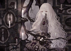  bones dress gray_eyes long_hair original polychromatic white_hair yoggi_(stretchmen) 