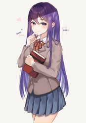  doki_doki_literature_club! seifuku soybean_(hisoybean) sweater tagme yuri_(doki_doki_literature_club!) 