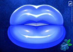  1girls 7:5 abstract_background artist_name artist_signature bimbo blue_lips blue_lipstick female huge_lips hyper_bimbo hyper_lips inflatable lips lipstick shiny shiny_lips simple_background solo solo_female teeth teeth_visible text walter_sache watermark 