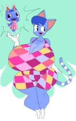  2023 4four44 animal_crossing anthro big_breasts blush breasts clothed clothing digital_media_(artwork) felid female huge_breasts hyper hyper_breasts mammal nintendo rosie_(animal_crossing) smile solo wide_hips 