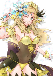  armband armpits blonde_hair bodysuit breasts choker circlet cleavage ebi_puri_(ebi-ebi) female fire_emblem fire_emblem_fates grey_eyes headdress hip_armor long_hair maid_headdress medium_breasts one_eye_closed ophelia_(fire_emblem) smile thighhighs thighs wand wristband 