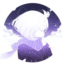  bob_cut closed_eyes commentary eliza_(halphelt) english_commentary female from_side halphelt jacket long_sleeves medium_hair monochrome original profile purple_theme scarf solo 