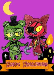  animatronic anonymous_artist anthro bear canid canine chibi clothed clothing deformer dreadbear_(fnaf) duo five_nights_at_freddy&#039;s five_nights_at_freddy&#039;s_vr:help_wanted fox grim_foxy_(fnaf) halloween hi_res holidays machine male mammal robot scottgames yuuki_momofox_(artist) 