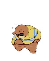  2020 animal_crossing anthro bear bottomwear brown_body brown_fur clothing fur hi_res male mammal megawaffle_(artist) nintendo overweight overweight_anthro overweight_male pants shirt simple_background solo teddy_(animal_crossing) topwear undressing white_background 