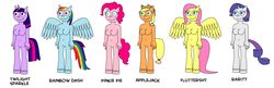  absurd_res anthro applejack_(mlp) breasts earth_pony english_text equid equine feathered_wings feathers featureless_breasts featureless_crotch female fluttershy_(mlp) friendship_is_magic group hasbro hi_res horn horse joeynigro mammal my_little_pony mythological_creature mythological_equine mythology pegasus pinkie_pie_(mlp) pony rainbow_dash_(mlp) rarity_(mlp) text twilight_sparkle_(mlp) unicorn unicorn_horn wings 