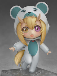  blonde_hair blush borrowed_character brown_eyes chibi commission faux_figurine female full_body heterochromia looking_at_viewer medium_hair nendoroid oerba_yun_fang open_mouth original outstretched_arms purple_eyes shiori2525 smile solo thick_eyebrows 