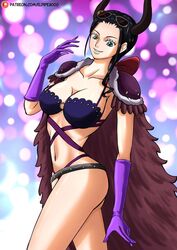  1girls beast_pirates beast_pirates_(cosplay) bikini black_hair blue_eyes elpipe3000 female female_only fully_clothed horns lingerie long_hair nico_robin one_piece revealing_clothes solo tagme wano_country 