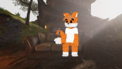  16:9 3d_(artwork) animated anthro bottomless canid canine clothed clothing digital_media_(artwork) fluffy fluffy_tail fox fur hair hi_res male mammal pleskoslez shirt shirt_only short_playtime solo tail topwear topwear_only widescreen 