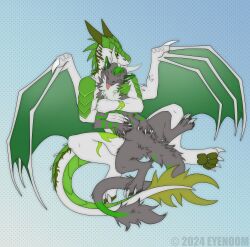  anthro blep claws dragon duo fur furred_dragon furred_scalie hi_res horm hug mythological_creature mythological_scalie mythology pawpads scalie shadoweyenoom size_difference smile spread_legs spreading tongue tongue_out wings 