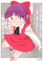  cat_girl dress female gegege_no_kitarou looking_at_viewer mizu_kane nekomusume open_mouth short_hair smile solo 