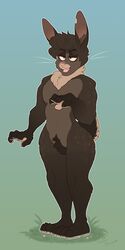  1:2 2020 alternate_species anthro artist_name biped black_tail brown_hair brown_inner_ear brown_inner_ear_fluff buckteeth countershade_feet countershade_hands countershade_torso countershading dark_hands dark_tail digital_media_(artwork) feet full-length_portrait fur gradient_background grass hair half-closed_eyes hi_res inner_ear_fluff lagomorph leporid male mammal multicolored_body multicolored_fur narrowed_eyes neck_tuft notched_ear nude open_mouth paws pink_nose pink_tongue plant plantigrade portrait pubes rabbit red_eyes samuel_(sinisterheaven) simple_background sinisterheaven solo standing tail tan_body tan_fur teeth tongue trans_(lore) trans_man_(lore) tuft two_tone_body two_tone_face two_tone_feet two_tone_fur two_tone_hands two_tone_tail 