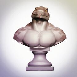  3d_(artwork) animated anthor anthro back_muscles butterfingers digital_media_(artwork) humanoid male mike_houston muscular muscular_male nipples pecs reptile scalie sculpture snake solo statue tongue turntable_(animation) 