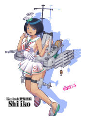  artist_name bikini_tan black_hair blue_eyes breasts character_name commentary_request cosplay dated diagonal-striped_clothes diagonal-striped_neckerchief dress female full_body gundam gundam_gquuuuuux hat holding holding_torpedo kantai_collection large_breasts libeccio_(kancolle) libeccio_(kancolle)_(cosplay) low-cut_armhole mini_hat moke_ro neckerchief rigging sailor_collar sailor_dress shiiko_sugai short_hair side-tie_dress sideboob simple_background sleeveless sleeveless_dress smile solo striped_clothes striped_neckerchief tan tanlines torpedo torpedo_launcher twitter_username white_background white_dress white_sailor_collar 