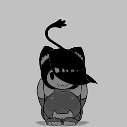  :3 all_fours animal_ears animated animated ass_shake black_eyes black_hair bouncing_breasts breasts cat_cutout cat_ears cat_girl cat_tail choker cleavage cleavage_cutout clothing_cutout commentary cream_(movail2) curvy elbow_gloves english_commentary english_text female fingerless_gloves full_body gloves grey_background hair_over_one_eye halterneck hanging_breasts high_collar highres kemonomimi_mode kneeling large_breasts leotard long_hair looking_at_viewer monochrome movail2 narrow_waist oerba_yun_fang original paw_pose simple_background smile tail thick_thighs thighhighs thighs very_long_hair wide_hips wiggling 